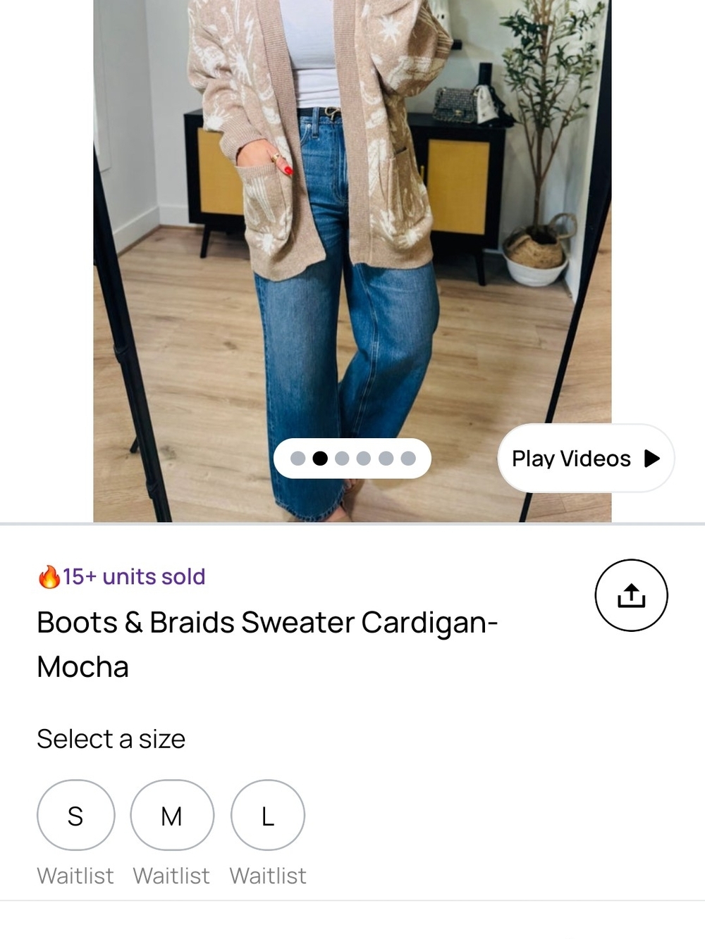 Mocha Patterned Open-Front Cardigan